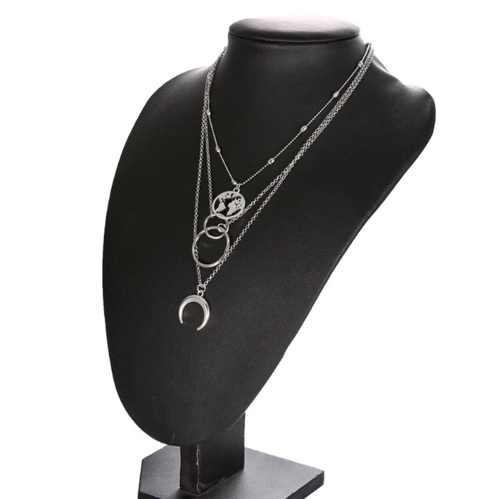 3 for $25⚡️map double circle moon necklace - Picture 4 of 7